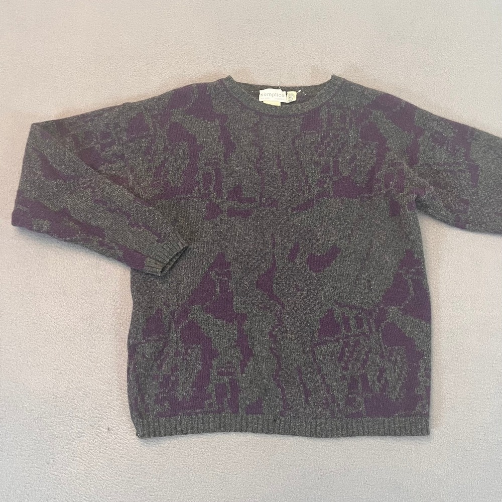Semplice 100% Wool Sweater Unisex One Size Abstract Mottled Pattern Mutli VTG‎